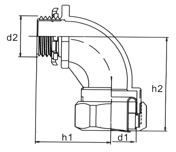 Резьбовой крепежный элемент РКн90° (муфта вводная МВ) схема